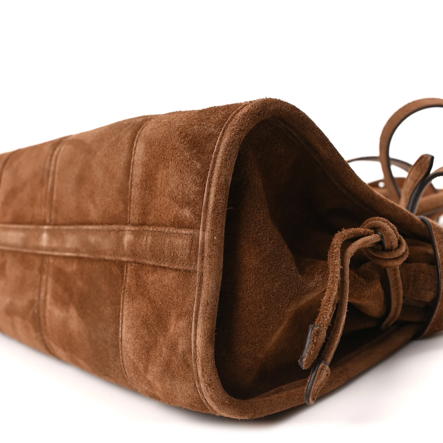 Suede Triangle Medium Bonnie Shoulder Bag Cacao - Image 10
