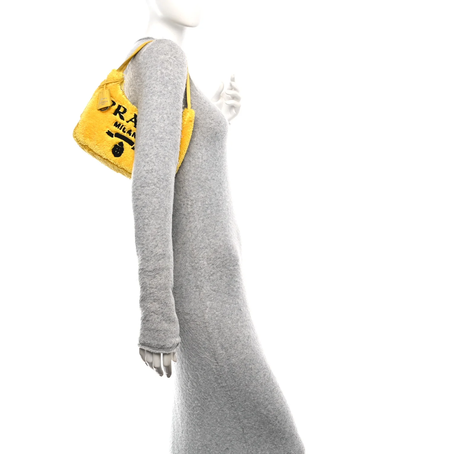 Terry Cloth Mini Re-Edition 2000 Bag Giallo Black - Image 2