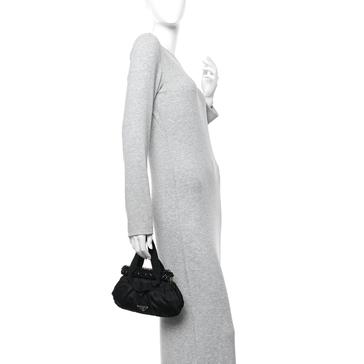 Tessuto Nylon Bead Evening Bag Black - Image 2