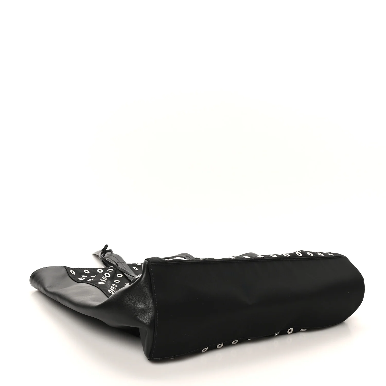 Tessuto Nylon Calfskin Grommet Tote Black - Image 4