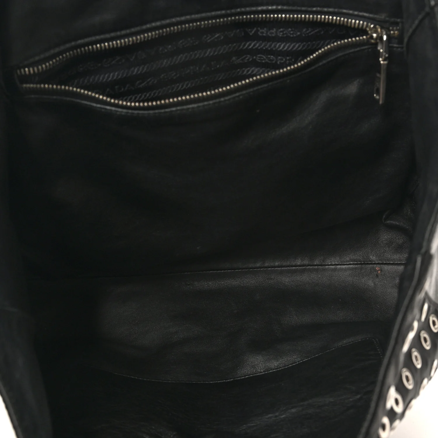 Tessuto Nylon Calfskin Grommet Tote Black - Image 5