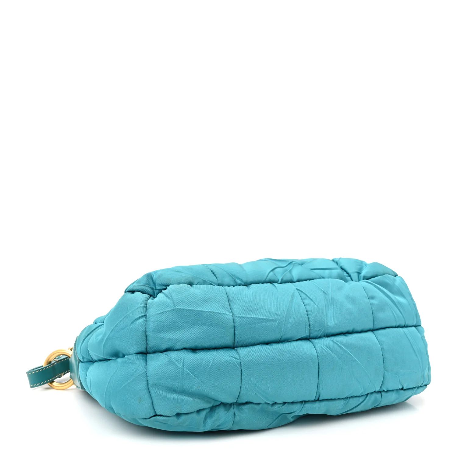 Tessuto Nylon Chevron Quilted Shoulder Bag Turchese - Image 4