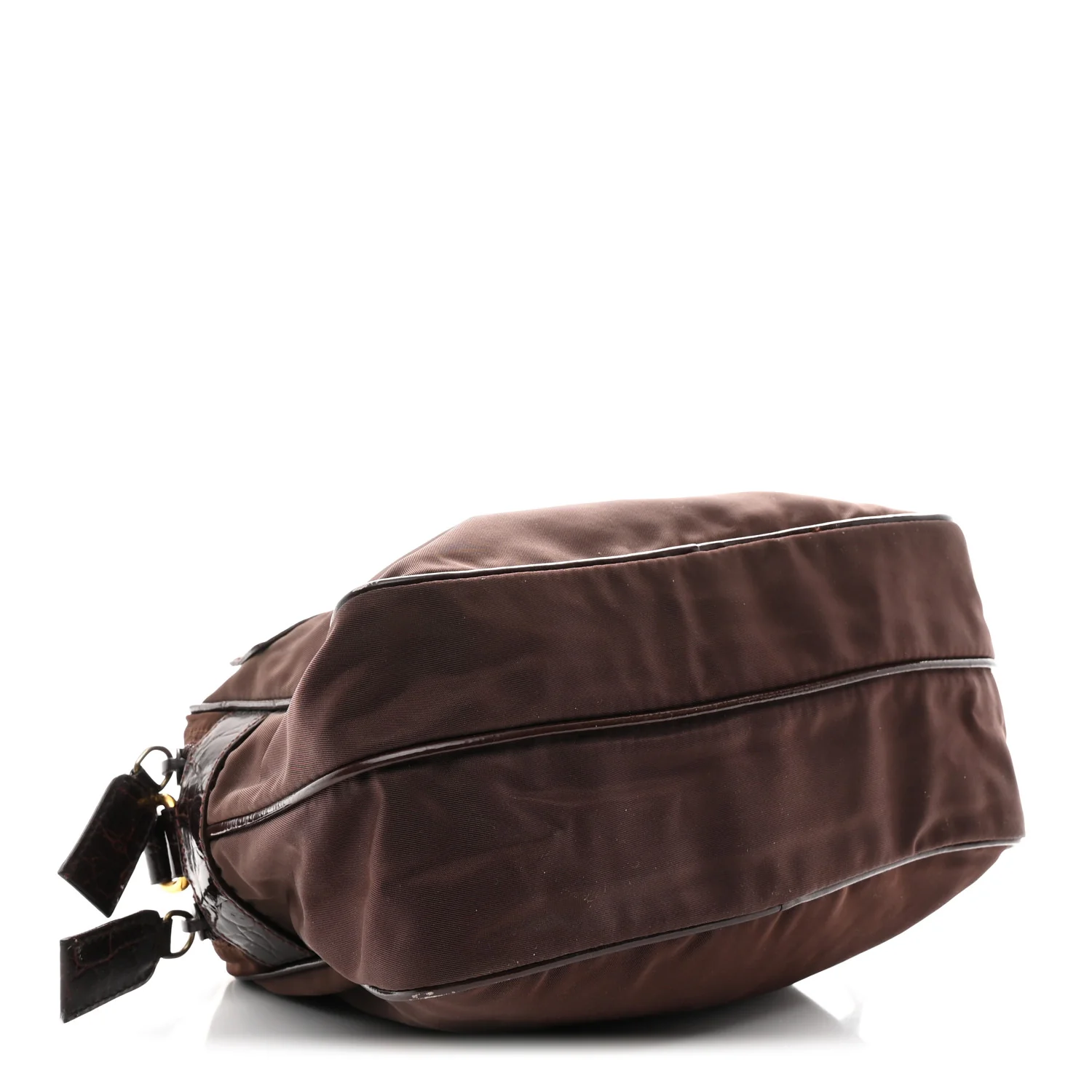 Tessuto Nylon Crocodile Embossed Crossbody Brown - Image 4