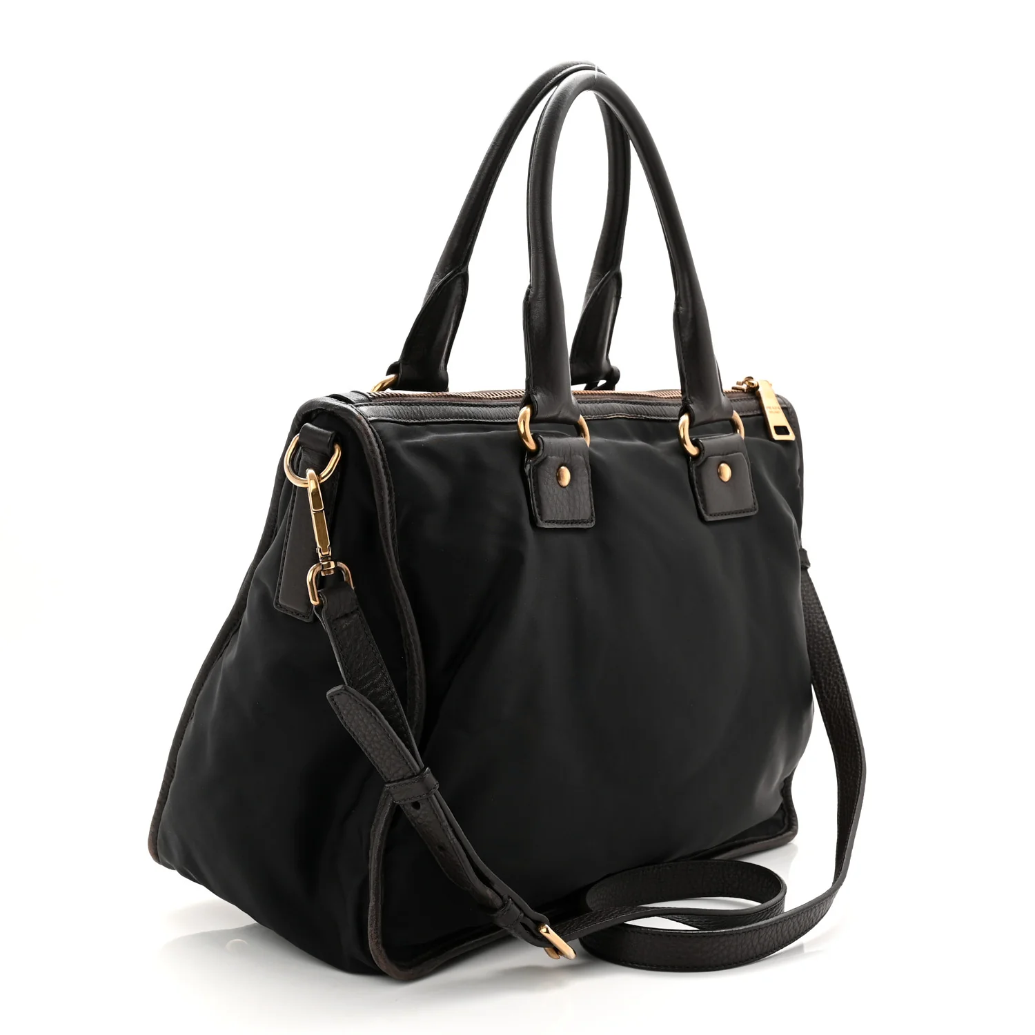 Tessuto Nylon Double Zip Logo Tote Black - Image 3