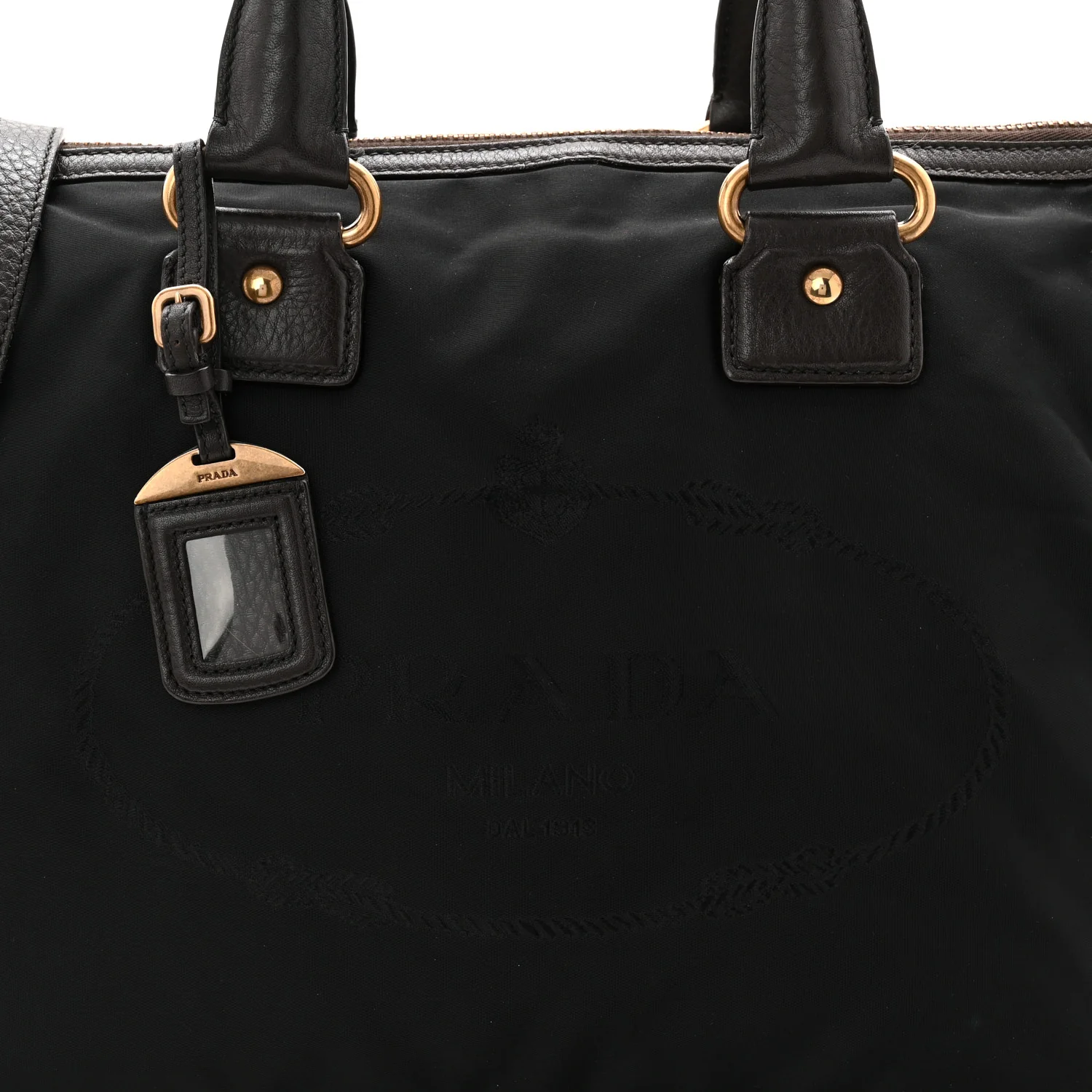 Tessuto Nylon Double Zip Logo Tote Black - Image 8