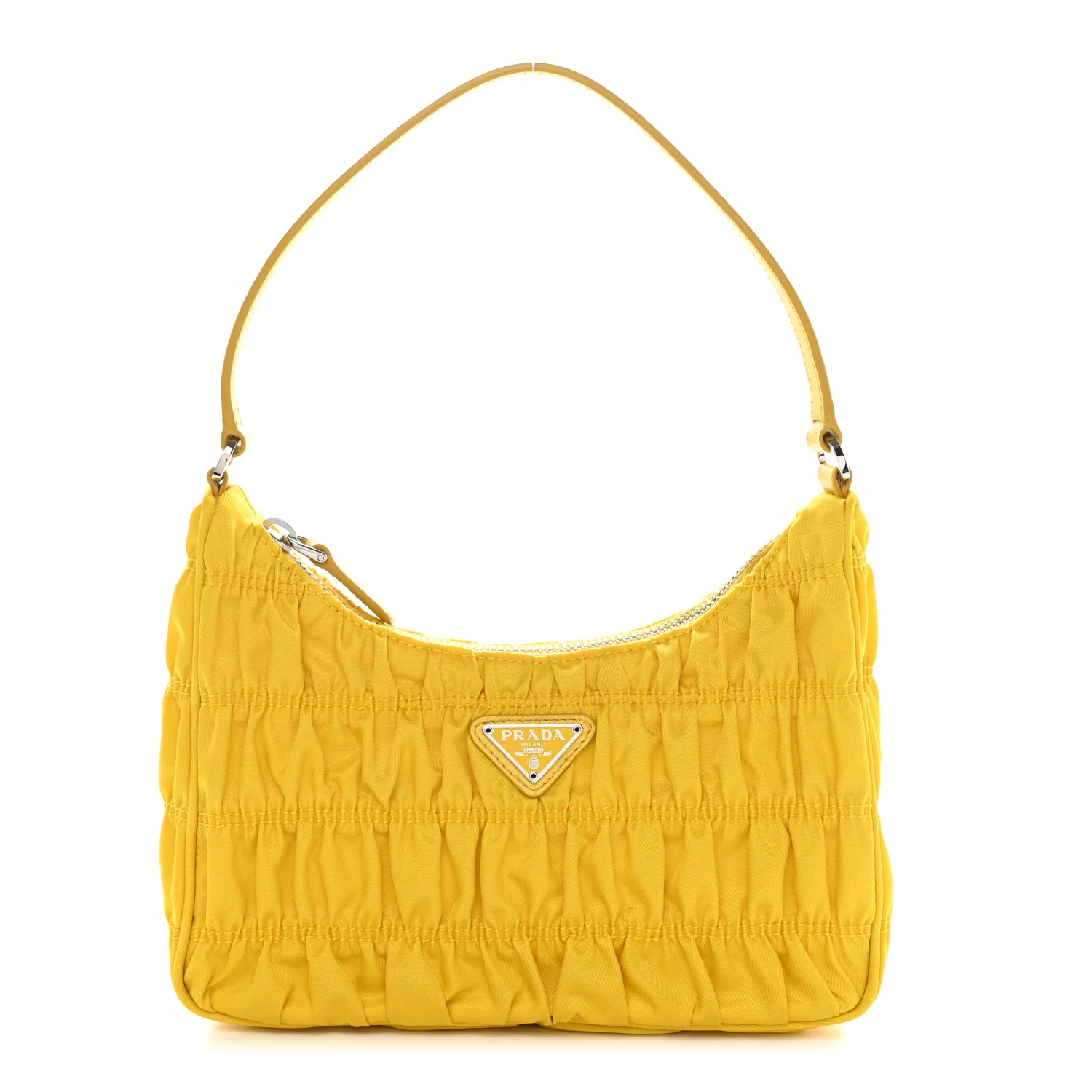 Tessuto Nylon Gaufre Shoulder Bag Giallo - Image 2