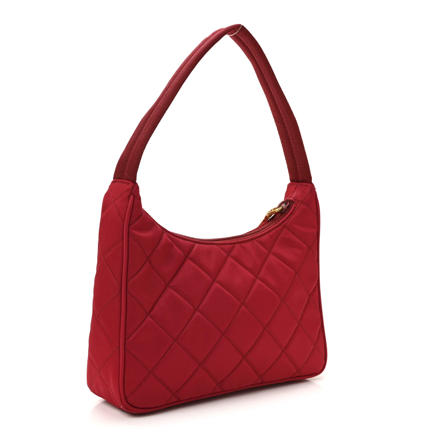 Tessuto Nylon Impuntu Quilted Shoulder Bag Cherry - Image 3