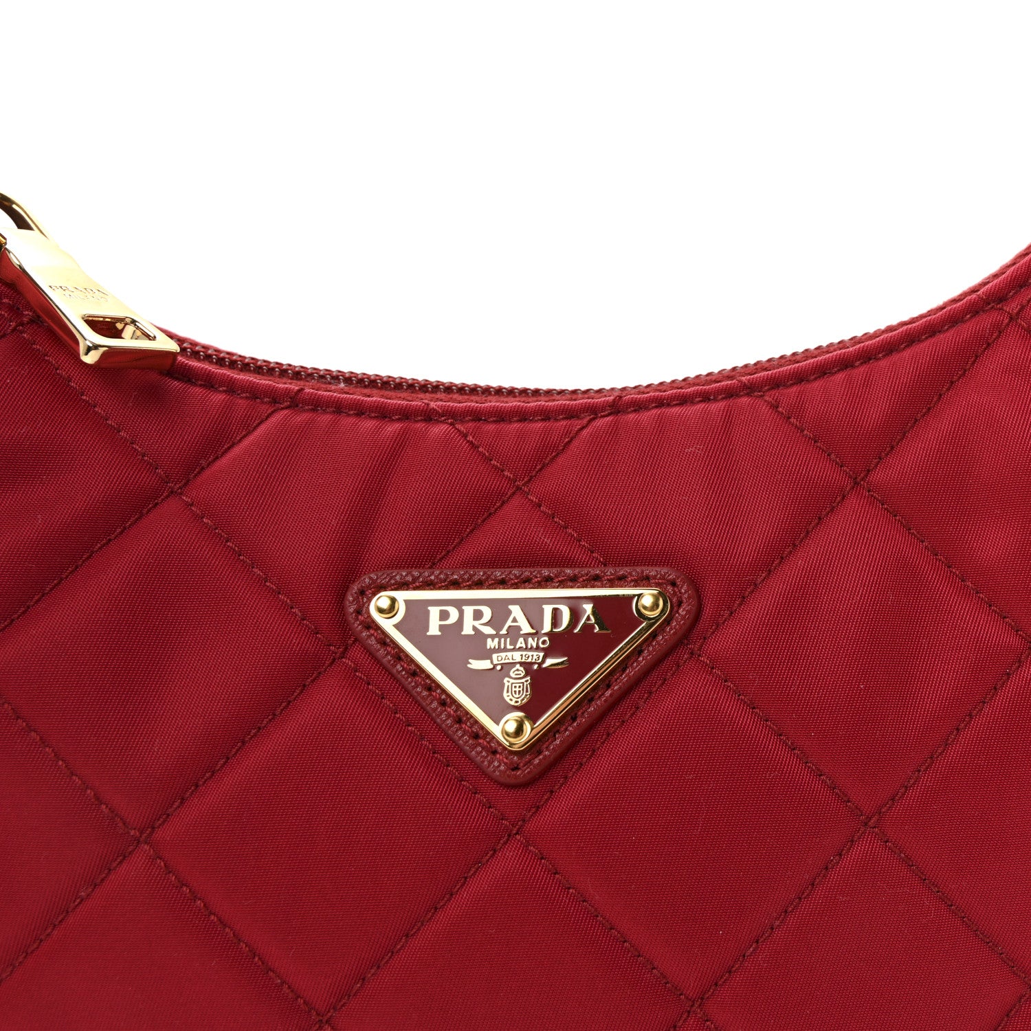 Tessuto Nylon Impuntu Quilted Shoulder Bag Cherry - Image 7