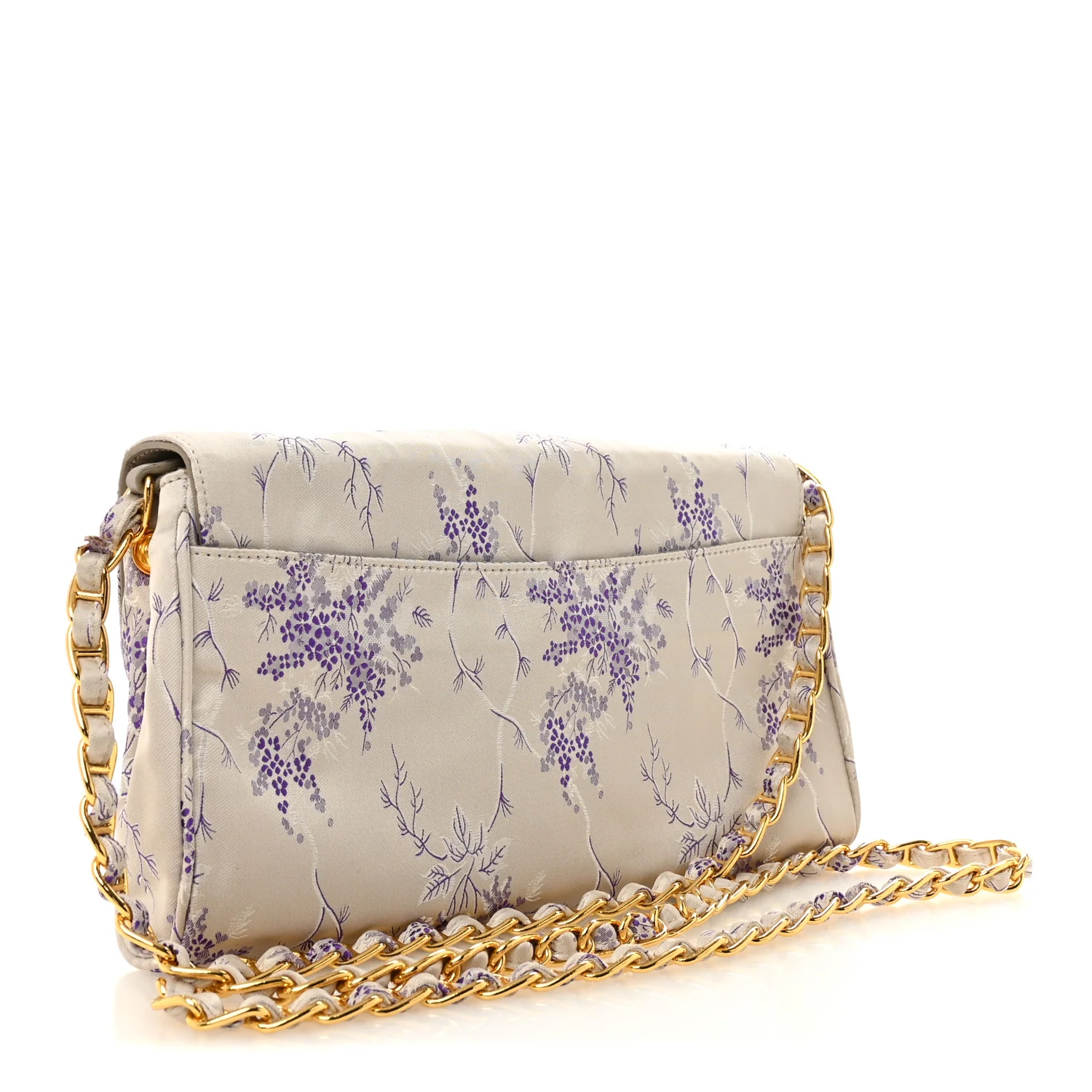Tessuto Nylon Jacquard Floral Print Shoulder Bag Glicine - Image 3