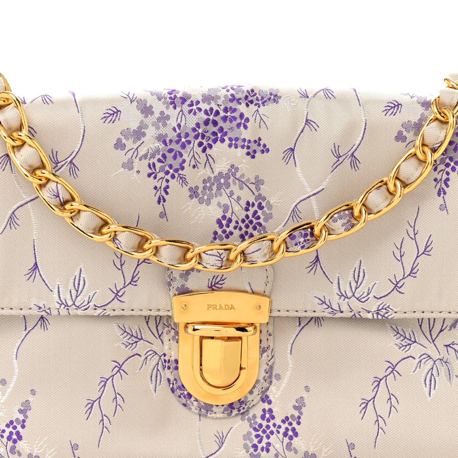 Tessuto Nylon Jacquard Floral Print Shoulder Bag Glicine - Image 8