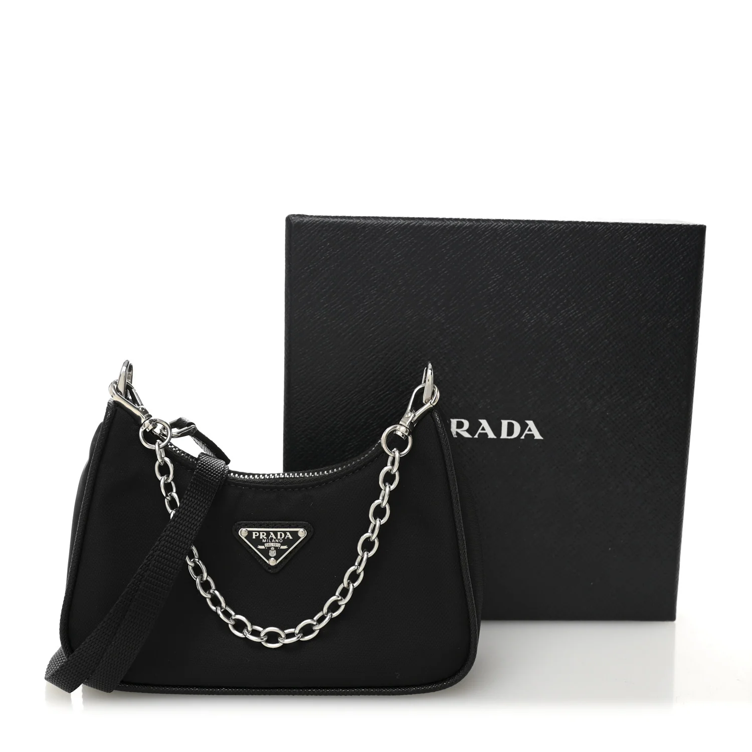 Tessuto Nylon Mini Re-Edition 2000 Shoulder Bag Black - Image 10