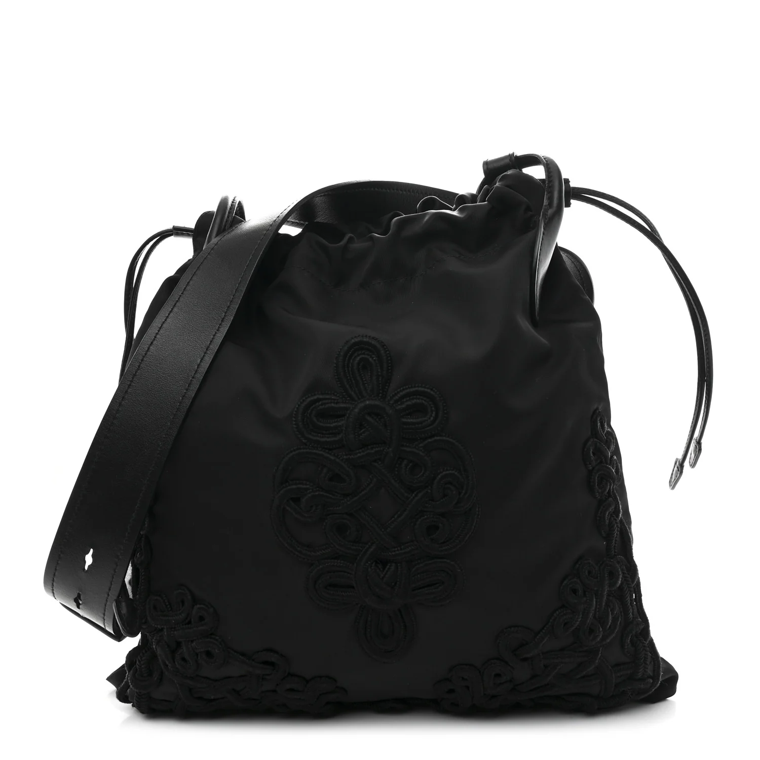 Tessuto Nylon Passama Embroidered Bag Black