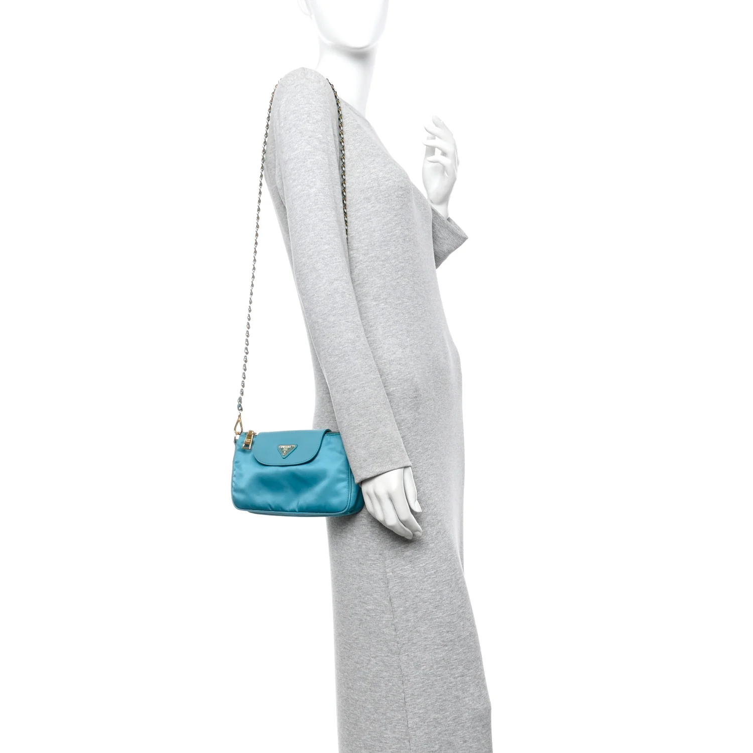 Tessuto Nylon Saffiano Crossbody Bag Turchese - Image 2