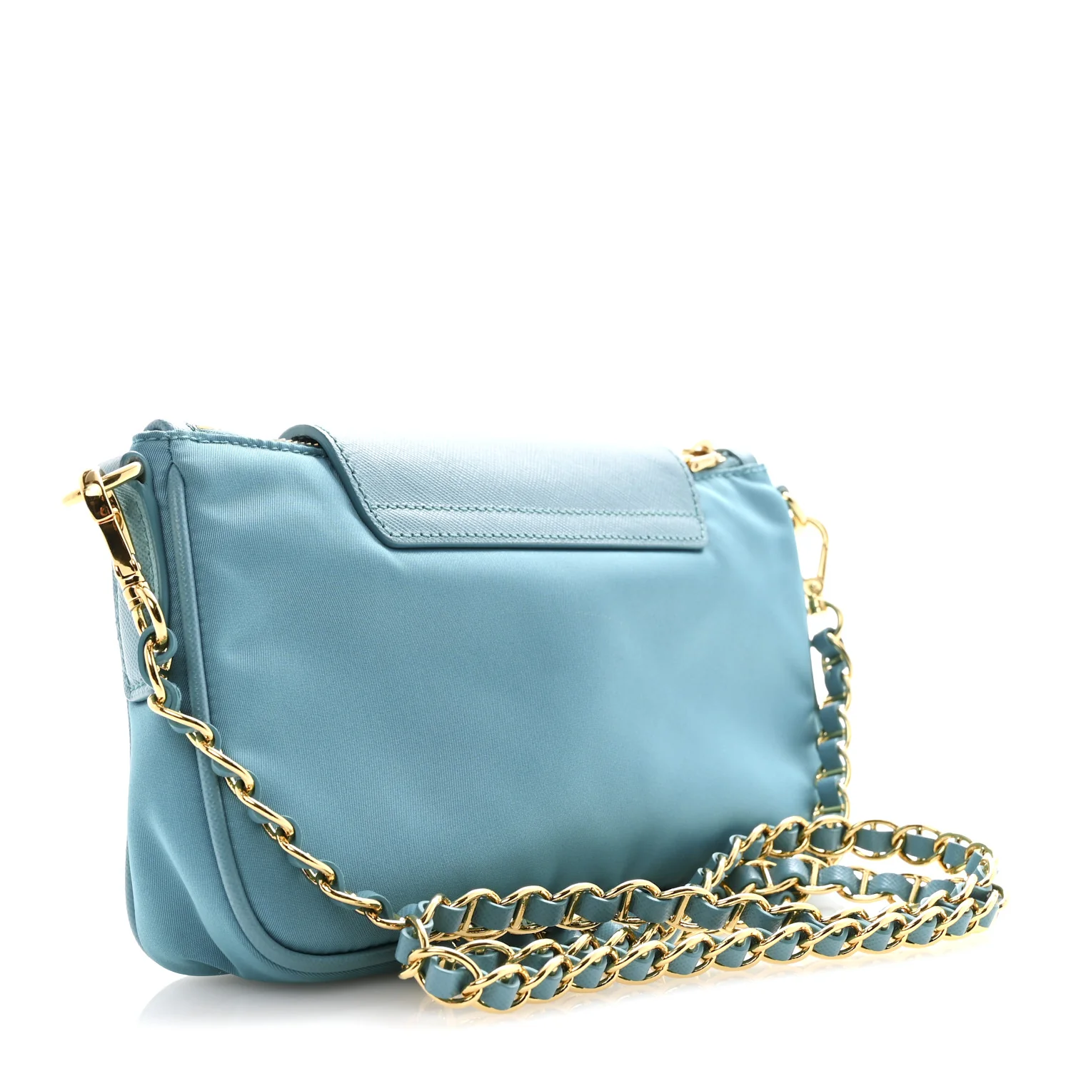 Tessuto Nylon Saffiano Crossbody Bag Turchese - Image 3