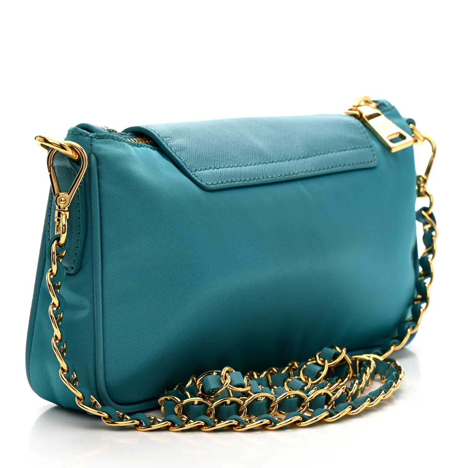 Tessuto Nylon Saffiano Crossbody Bag Turchese - Image 3