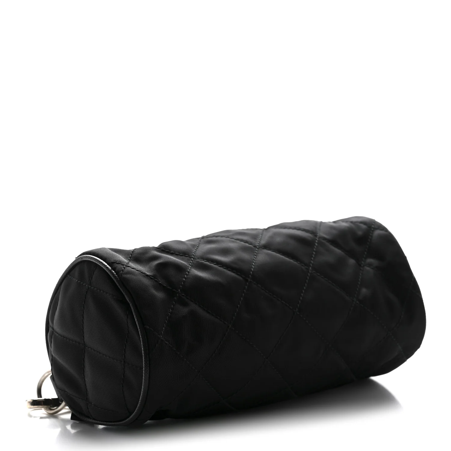 Tessuto Nylon Saffiano Impunturato Quilted Barrel Pochette Black - Image 3