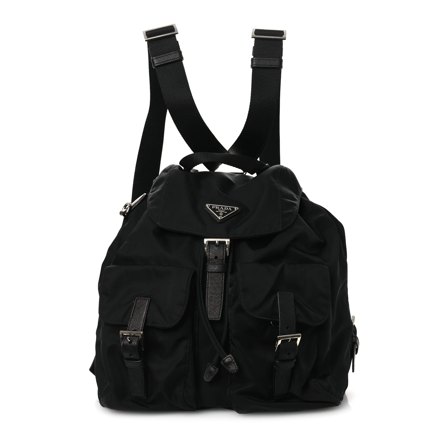 Tessuto Nylon Saffiano Medium Backpack Black