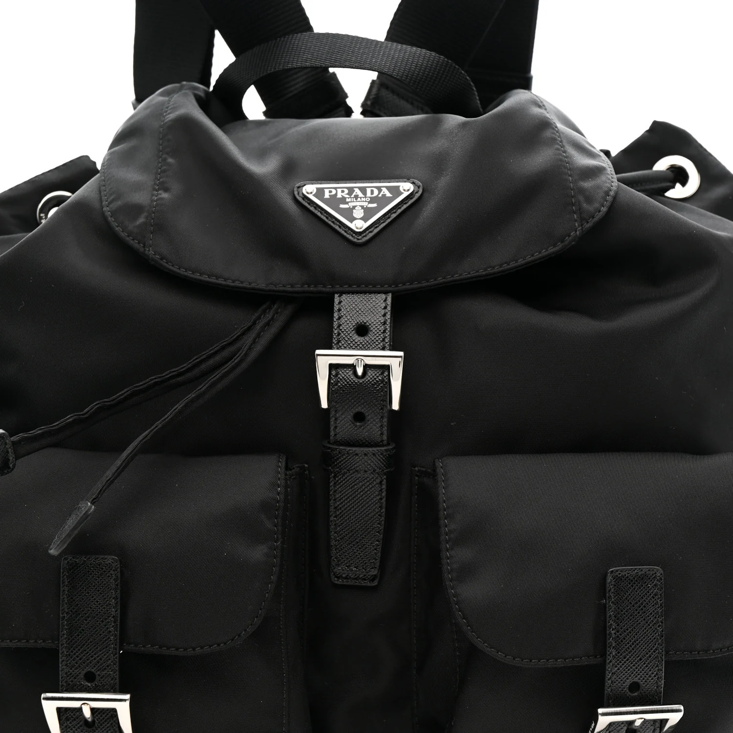 Tessuto Nylon Saffiano Medium Backpack Black - Image 9