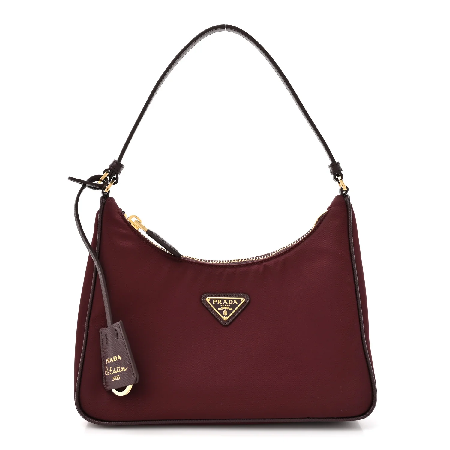 Tessuto Nylon Saffiano Mini Re-Edition 2005 Bag Bordeaux