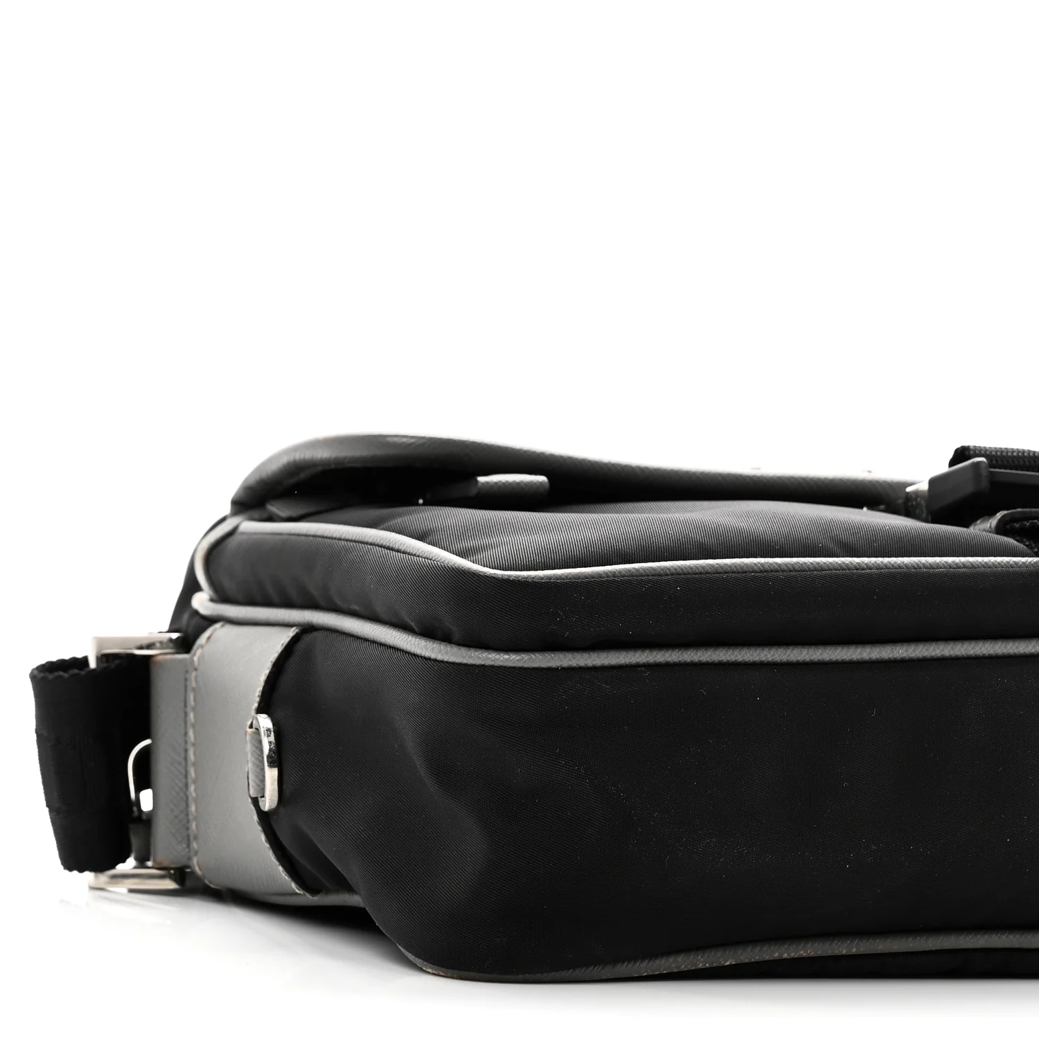 Tessuto Nylon Saffiano Pocket Single Snap Buckle Messenger Flap Bag Black Bleuette Marmo - Image 8