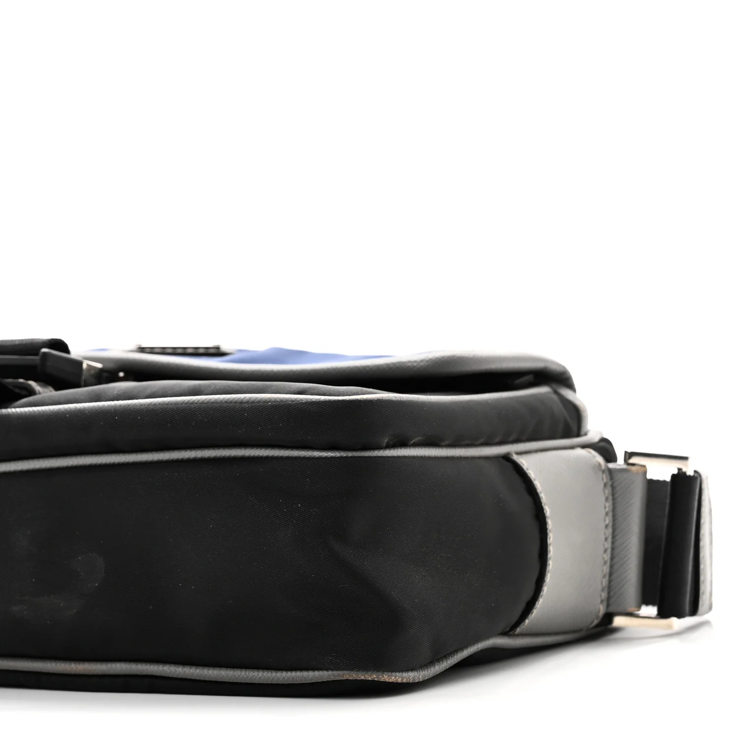 Tessuto Nylon Saffiano Pocket Single Snap Buckle Messenger Flap Bag Black Bleuette Marmo - Image 9