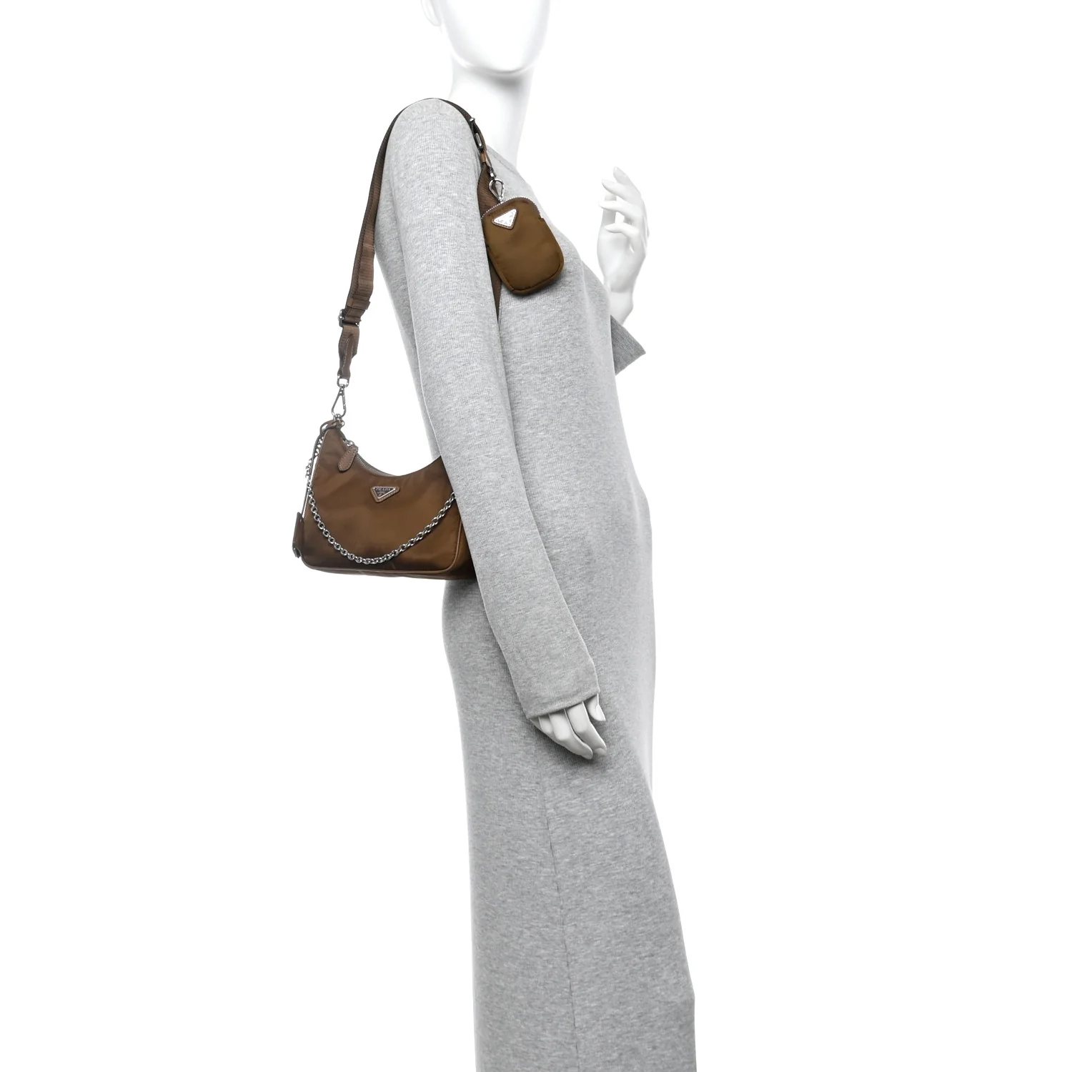 Tessuto Nylon Saffiano Re-Edition 2005 Shoulder Bag Cacao - Image 2
