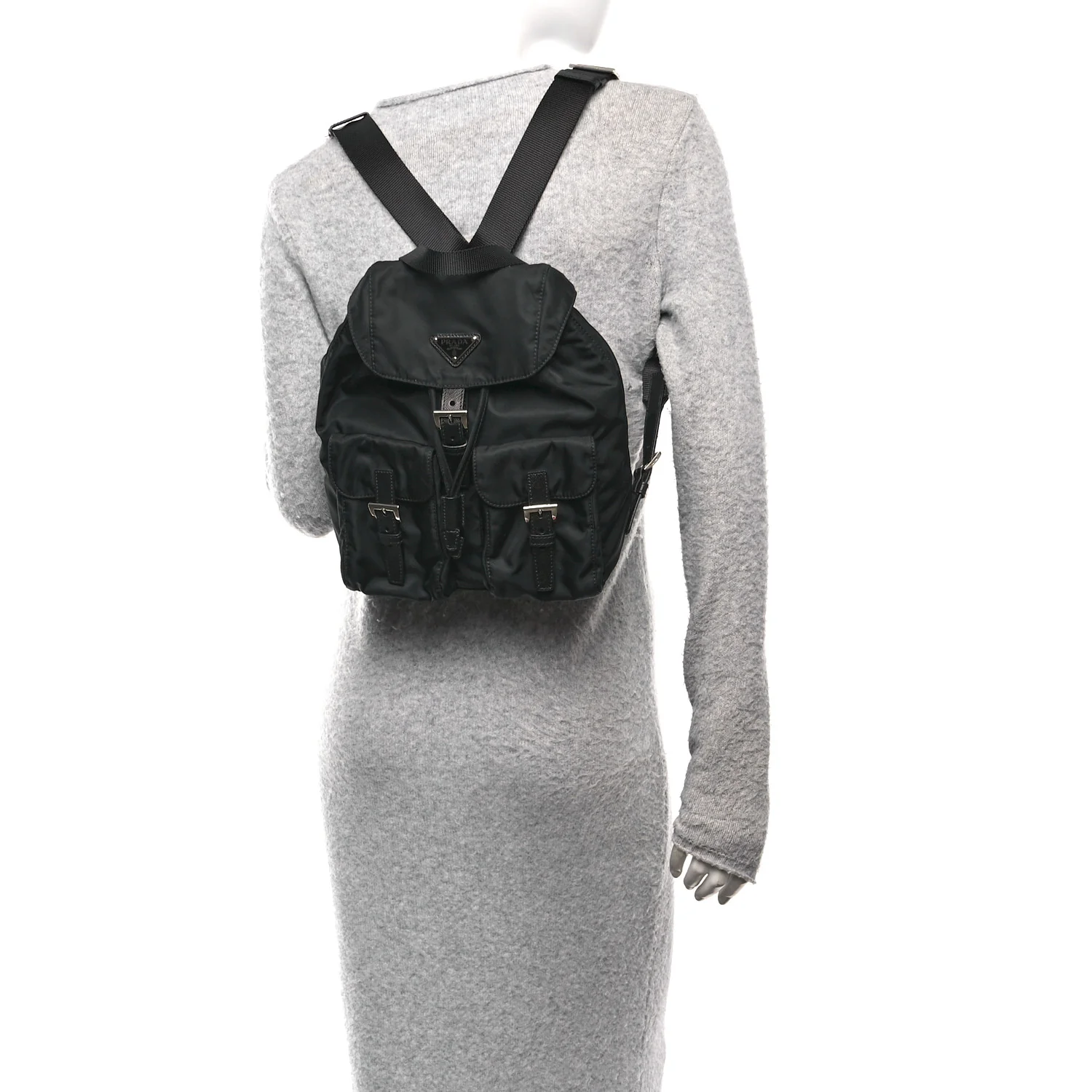 Tessuto Nylon Saffiano Small Backpack Black - Image 2