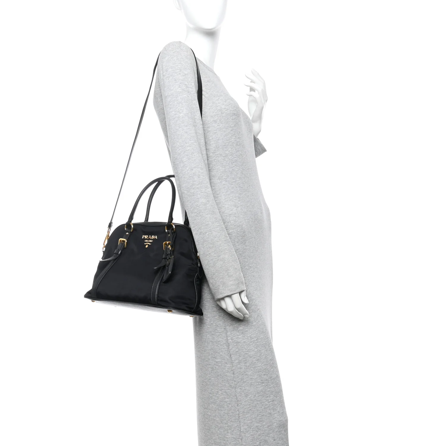 Tessuto Nylon Saffiano Small Tote Black - Image 2