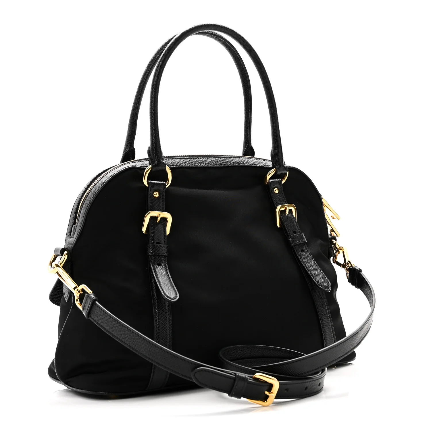 Tessuto Nylon Saffiano Small Tote Black - Image 3