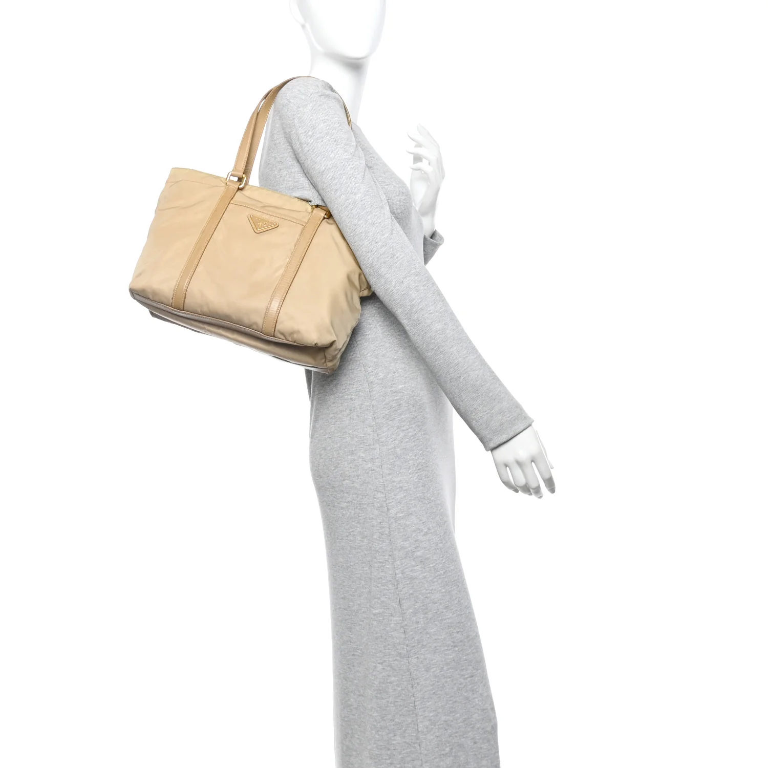Tessuto Nylon Saffiano Tote Beige - Image 2