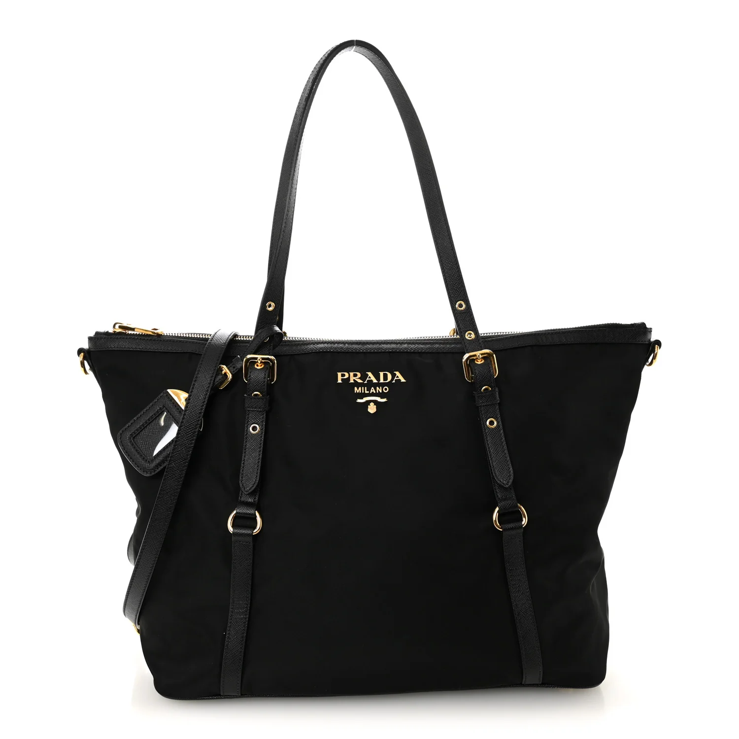 Tessuto Nylon Saffiano Tote Black