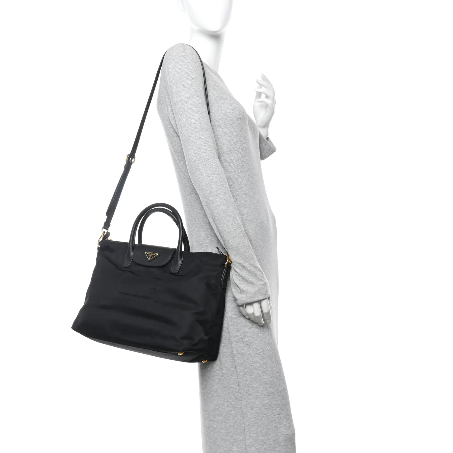 Tessuto Nylon Saffiano Tote Black - Image 3