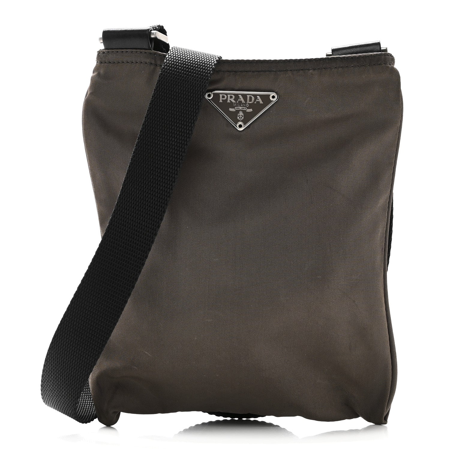 Tessuto Nylon Small Flat Messenger Bag Brown