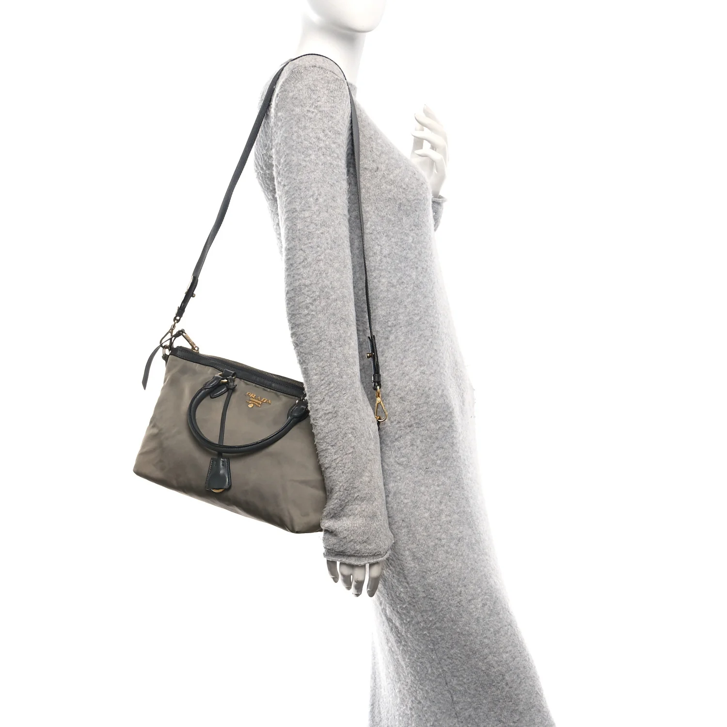 Tessuto Nylon Soft Calf Shopping Tote Ardesia - Image 2