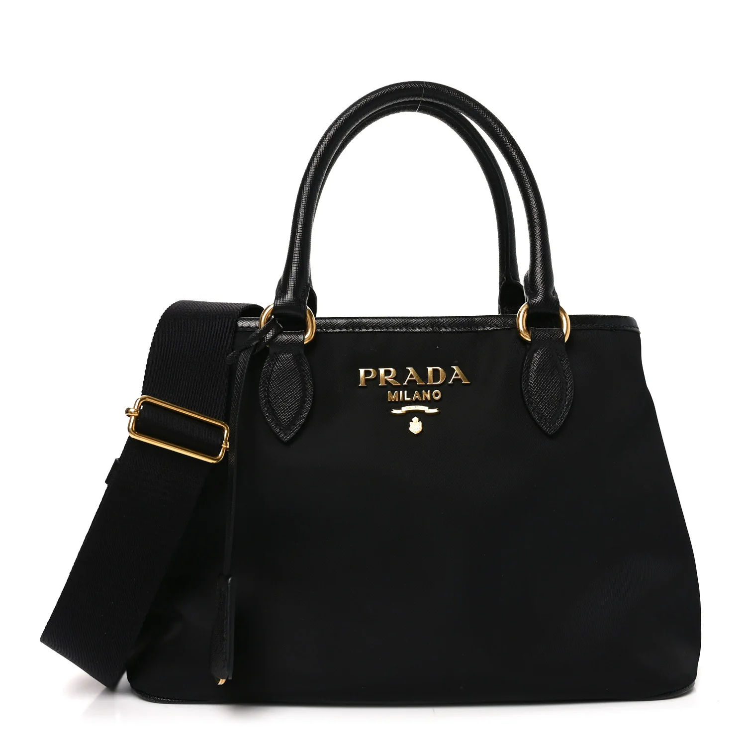 Tessuto Nylon Soft Calf Small Tote Black