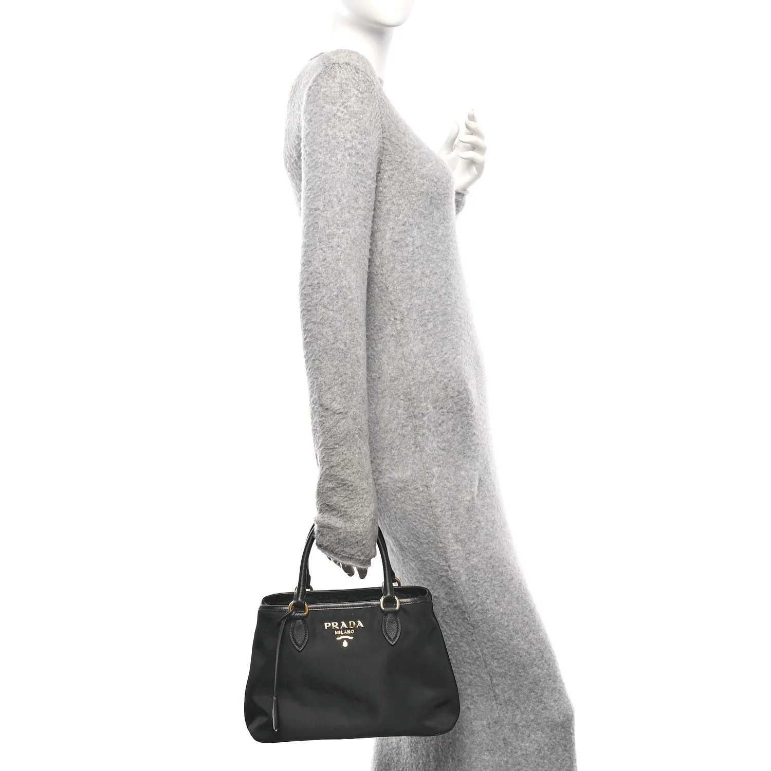 Tessuto Nylon Soft Calf Small Tote Black - Image 2