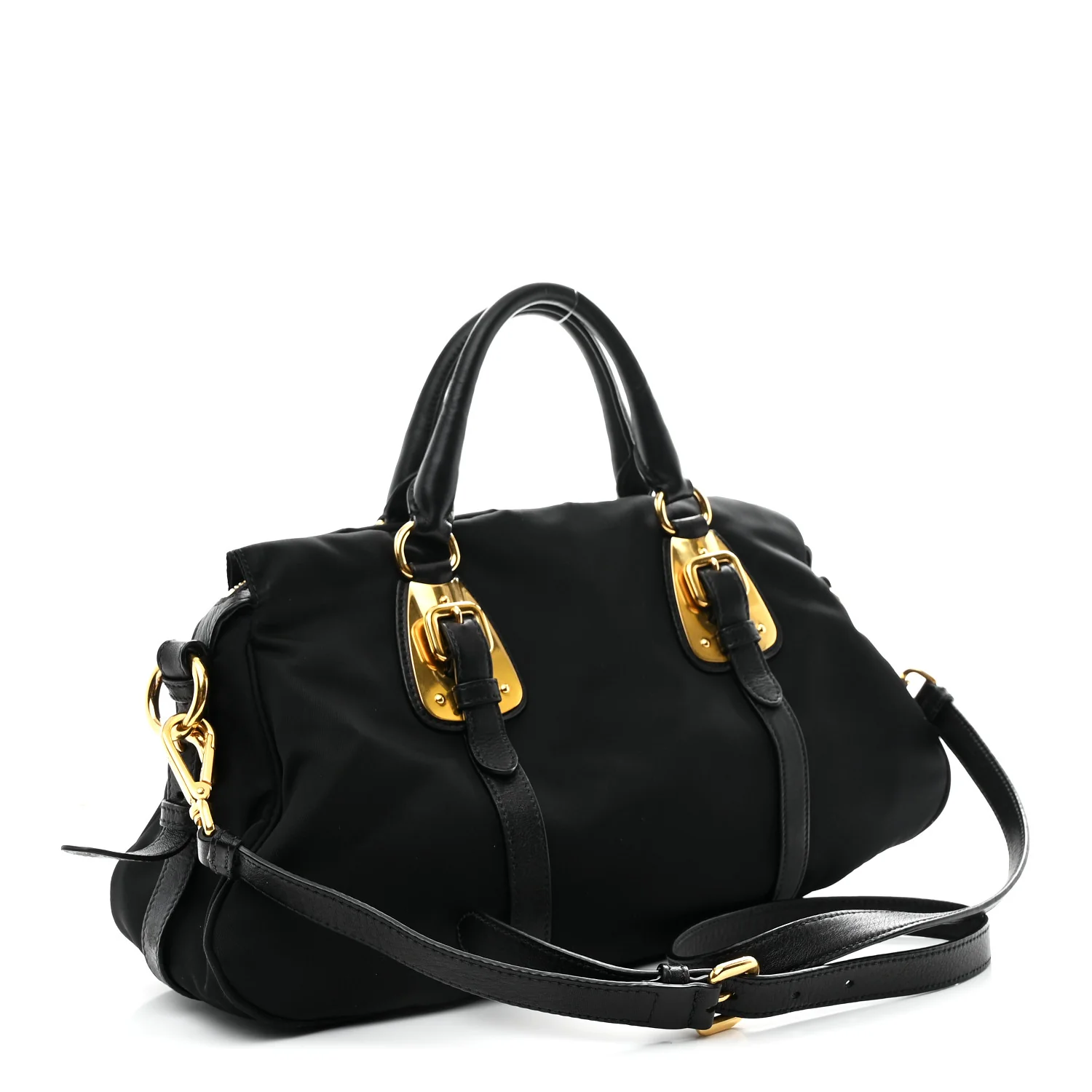Tessuto Nylon Soft Calfskin Shopping Satchel Black - Image 5
