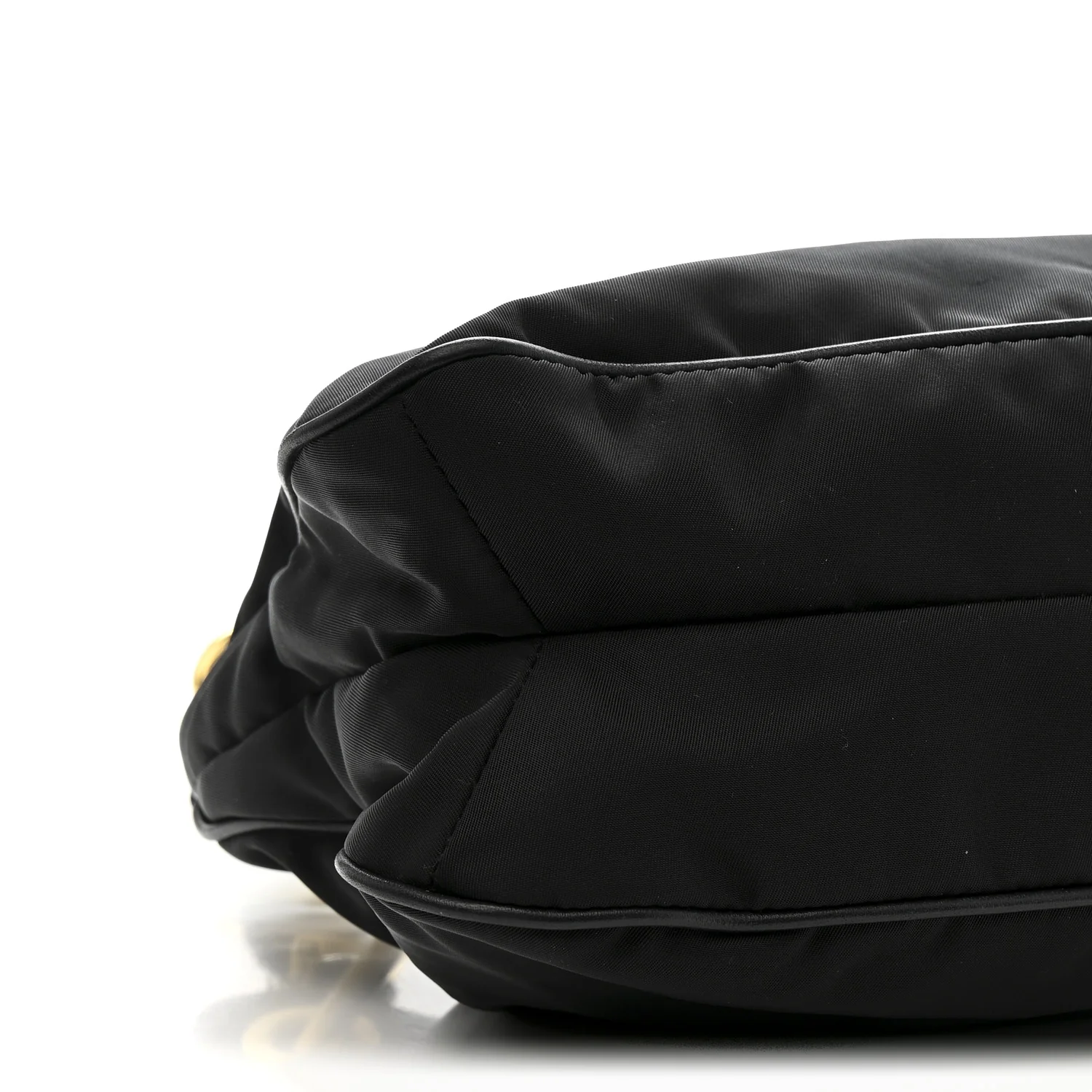 Tessuto Nylon Soft Calfskin Shoulder Bag Black - Image 10