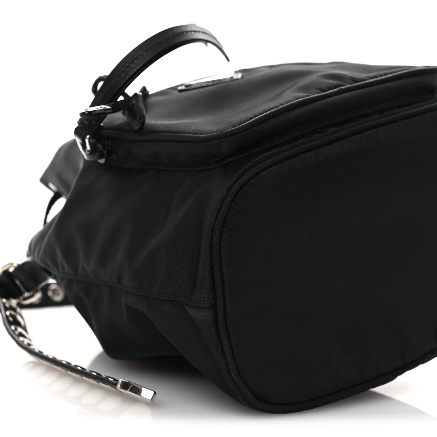 Tessuto Nylon Studded New Vela Mini Bucket Crossbody Bag Black - Image 10