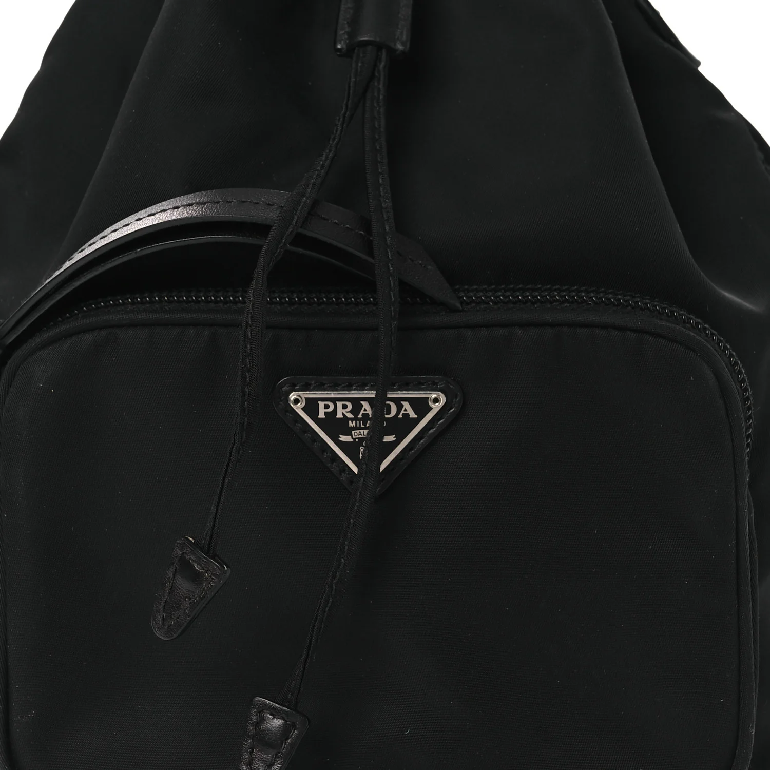 Tessuto Nylon Studded New Vela Mini Bucket Crossbody Bag Black - Image 9