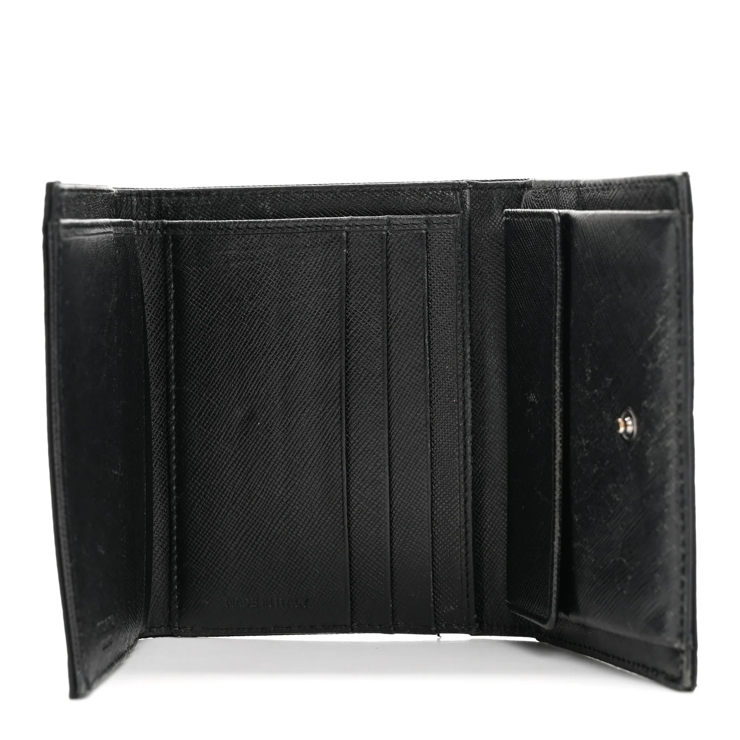 Tessuto Nylon Tri-Fold Compact Wallet  Black - Image 10