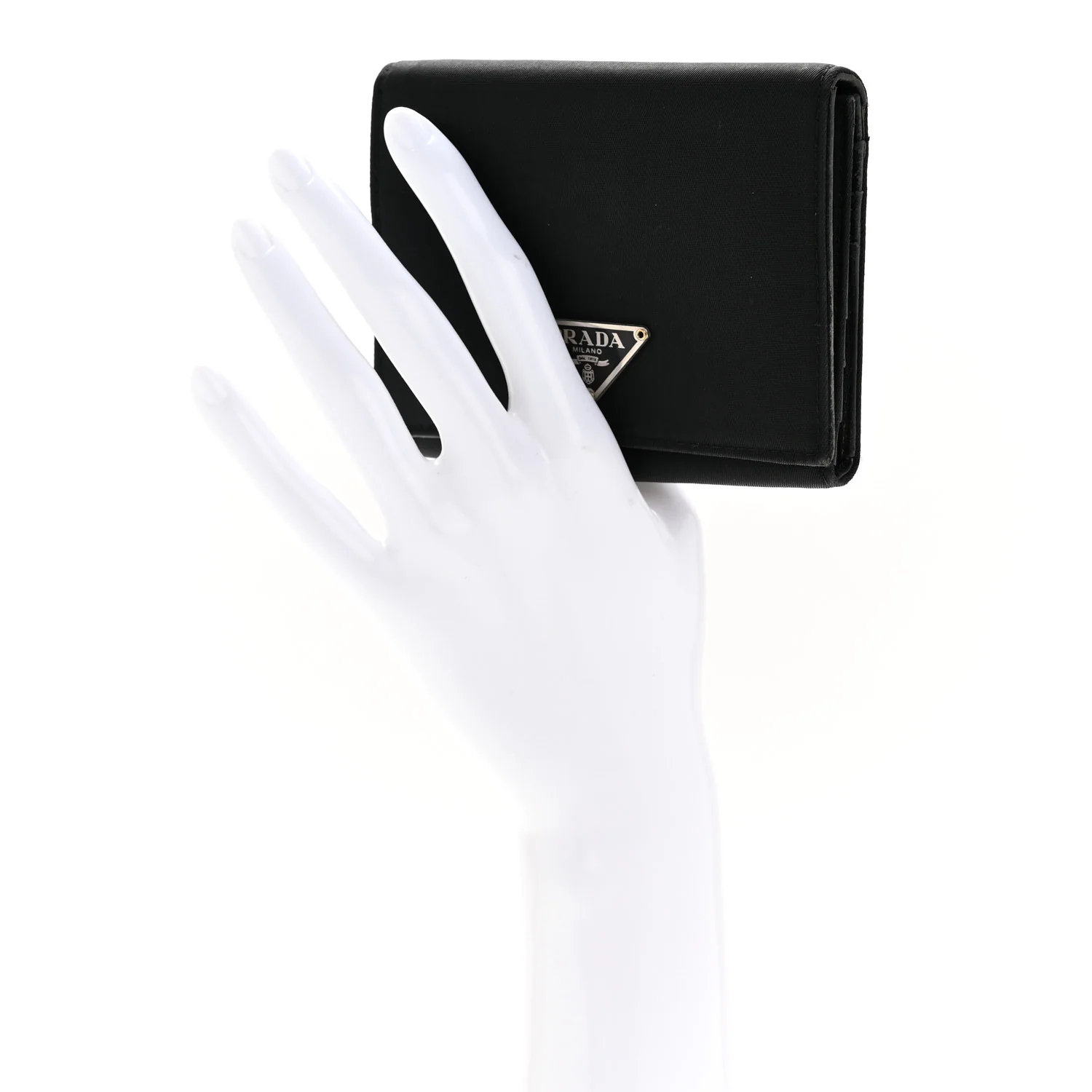 Tessuto Nylon Tri-Fold Compact Wallet  Black - Image 4
