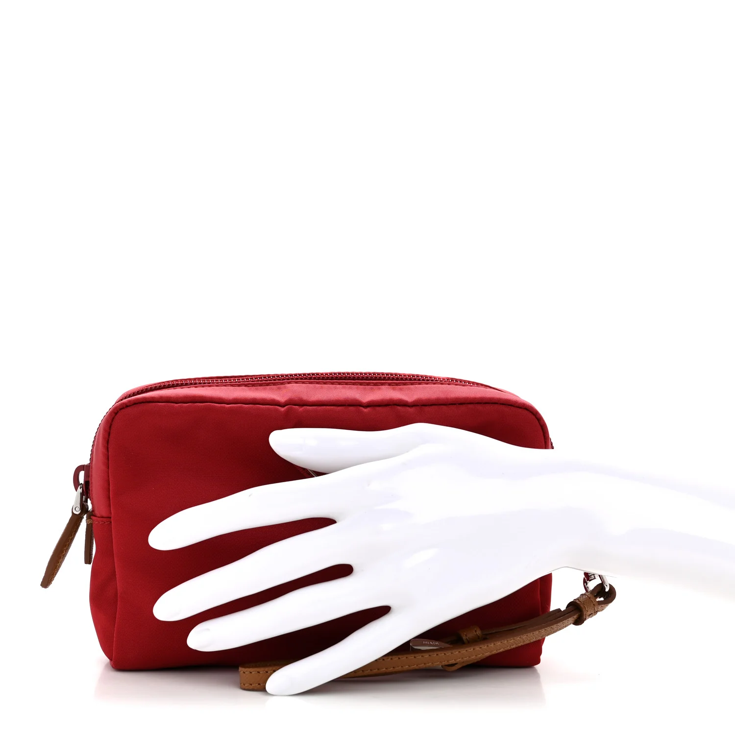 Tessuto Nylon Vela Saffiano Necessaire Wristlet Pouch Cherry - Image 2