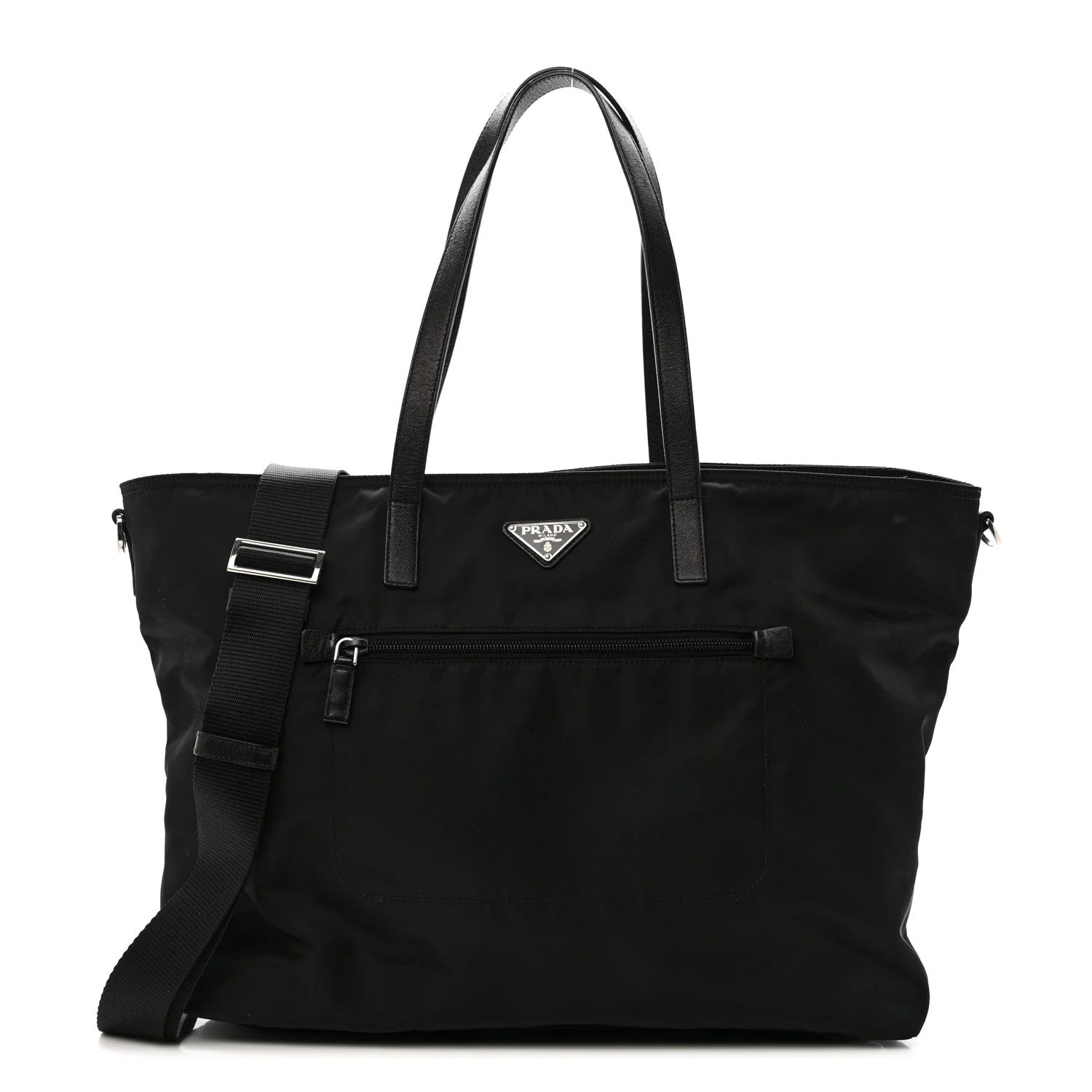 Tessuto Nylon Vela Saffiano Tote Black
