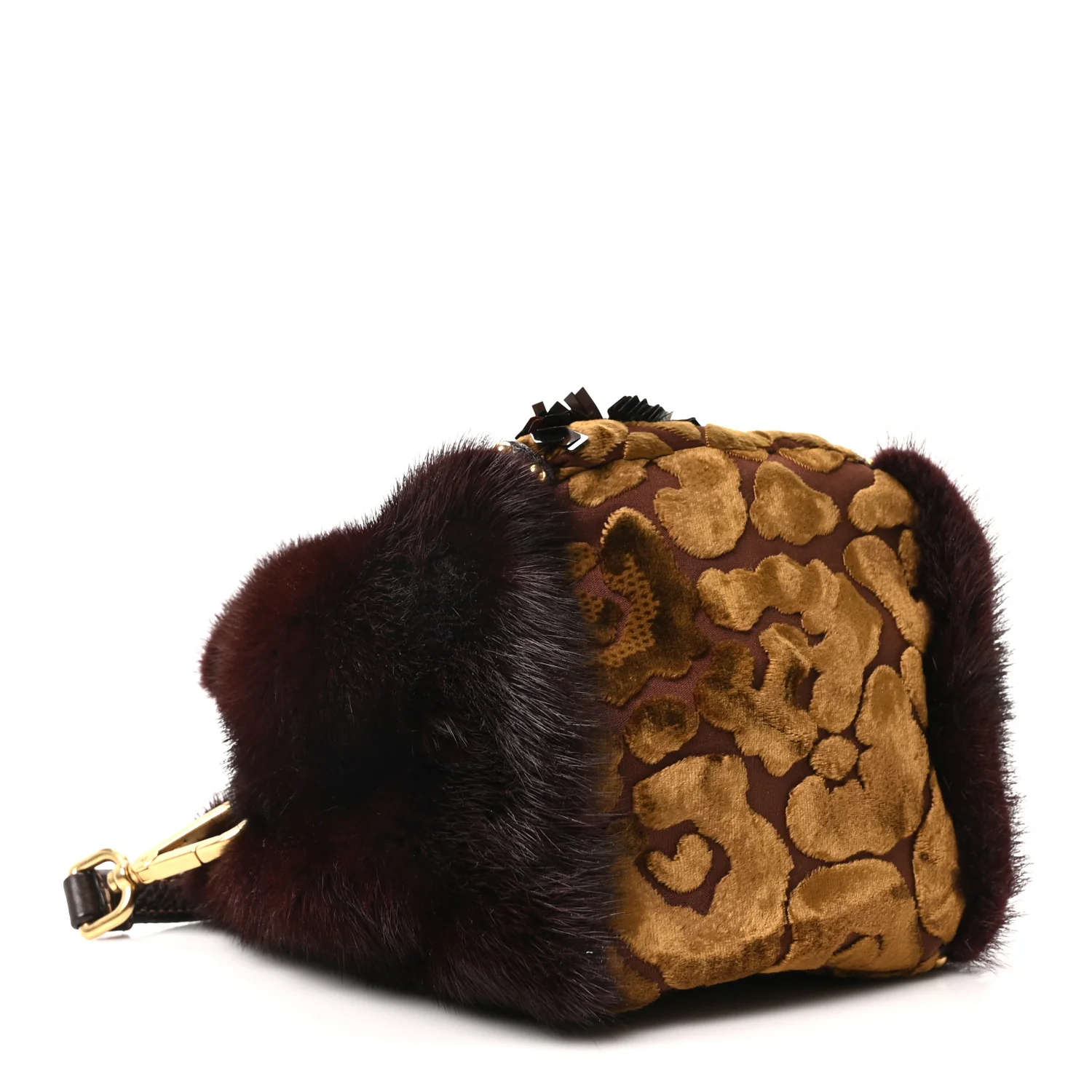 Velvet Sequin Studded Fur Wristlet Handbag Multicolor - Image 4
