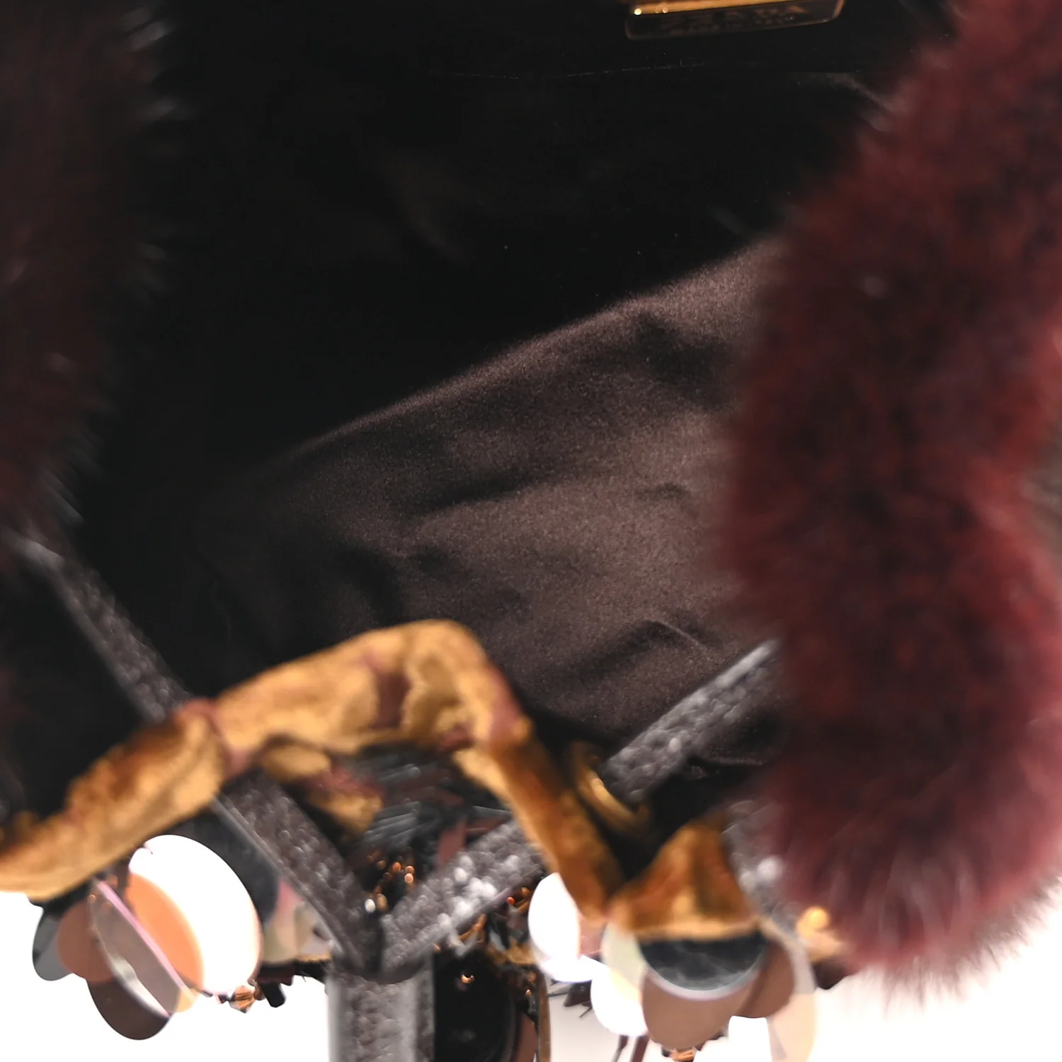 Velvet Sequin Studded Fur Wristlet Handbag Multicolor - Image 5