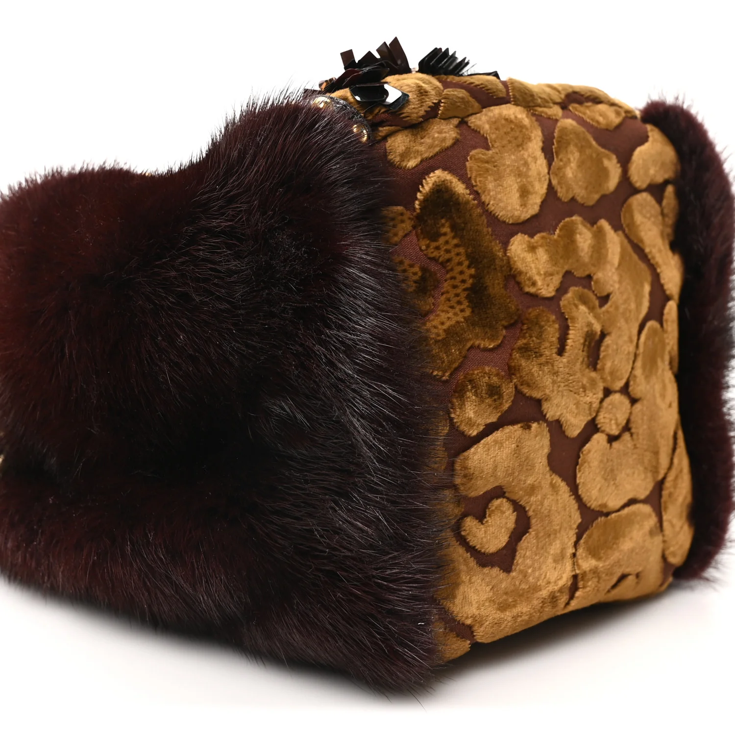 Velvet Sequin Studded Fur Wristlet Handbag Multicolor - Image 9