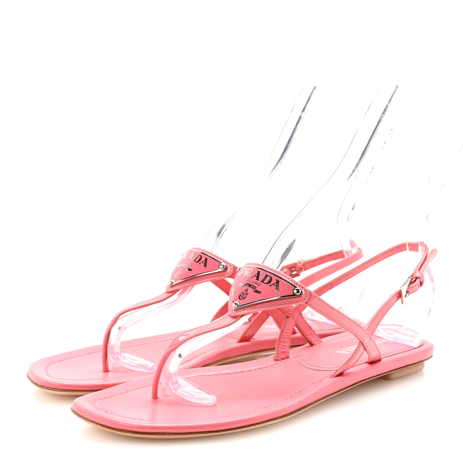Vernice Metal Triangle Logo Slingback Flat Thong Sandals 38.5 Petalo - Image 4
