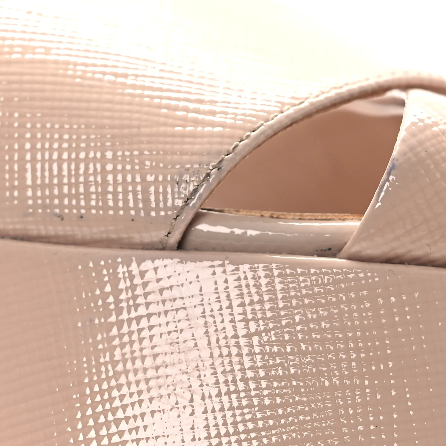 Vernice Saffiano Embossed Crisscross Platform 20/65mm Sandals 37.5 Beige - Image 12