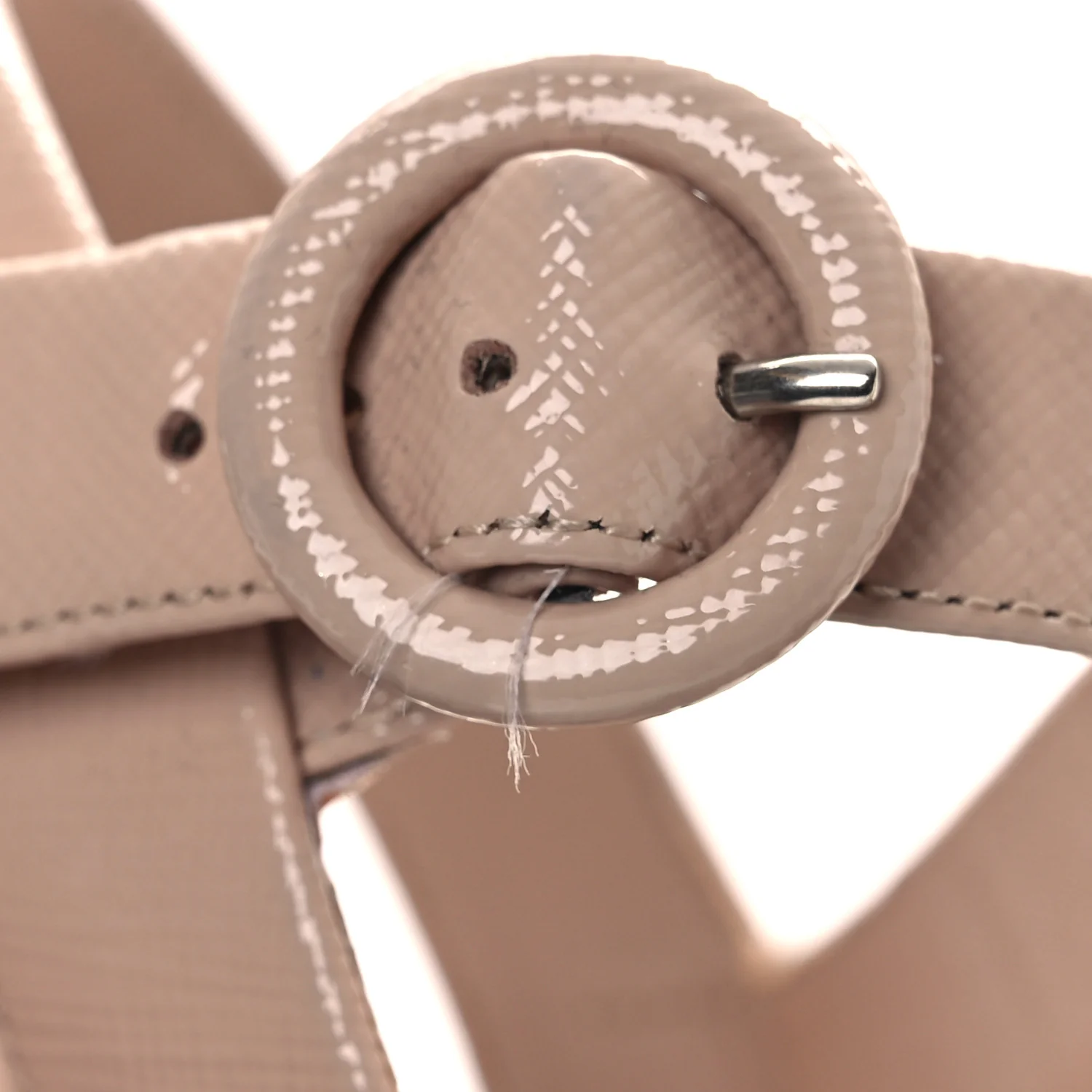 Vernice Saffiano Embossed Crisscross Platform 20/65mm Sandals 37.5 Beige - Image 13